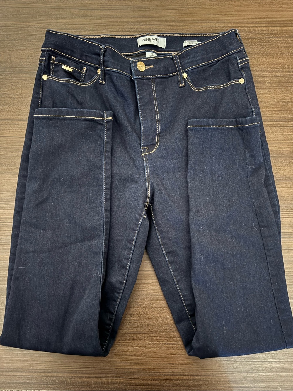 Nine West Women’s Navy Straight-Leg Jeans with Contrast Stitching